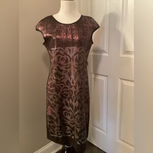 Save The Queen Medium Brown Metallic Purple Shiny Sparkle Soft Lined Knee Length